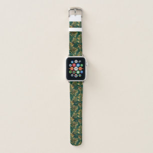 Seamless pattern with golden ferns apple watch band