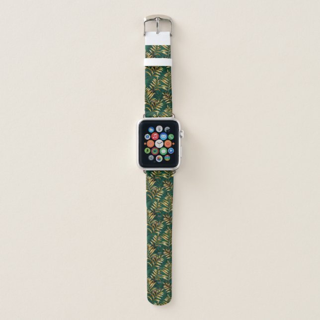 Seamless pattern with golden ferns apple watch band (Front)