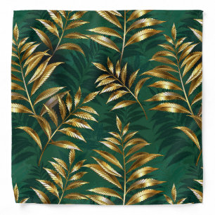 Seamless pattern with golden ferns bandana