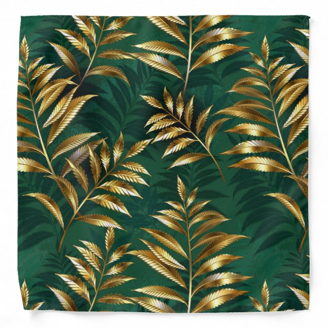 Seamless pattern with golden ferns bandana (Front)