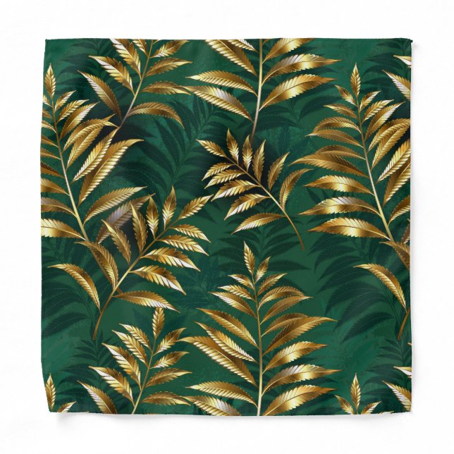 Seamless pattern with golden ferns bandana (Front)