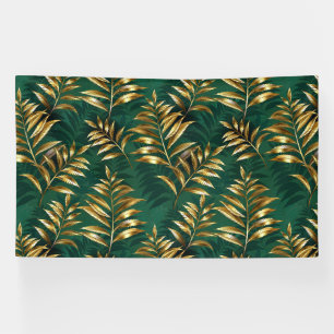 Seamless pattern with golden ferns banner