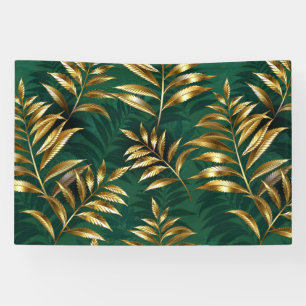 Seamless pattern with golden ferns banner