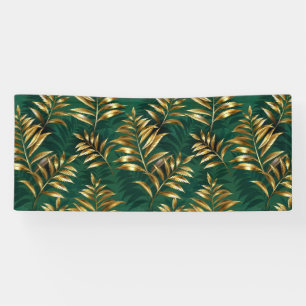 Seamless pattern with golden ferns banner