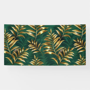 Seamless pattern with golden ferns banner
