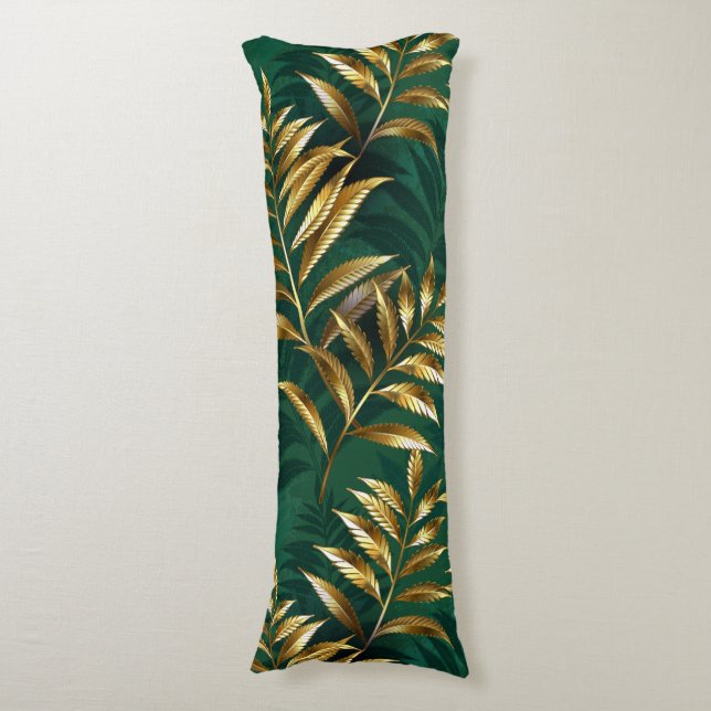 Seamless pattern with golden ferns body pillow (Front Vertical)