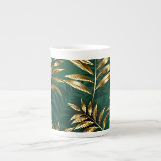Seamless pattern with golden ferns bone china mug