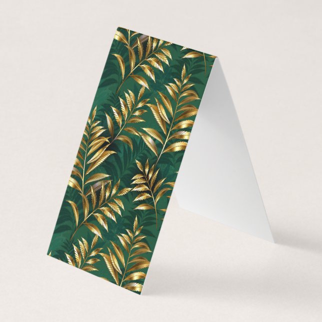 Seamless pattern with golden ferns business card (Front)