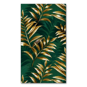 Seamless pattern with golden ferns business card magnet
