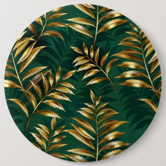 Seamless pattern with golden ferns button