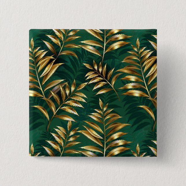 Seamless pattern with golden ferns button (Front)