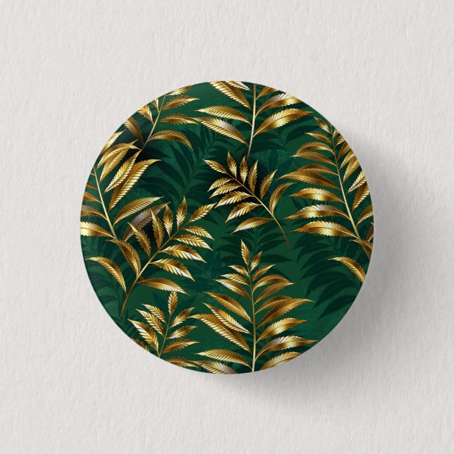 Seamless pattern with golden ferns button (Front)