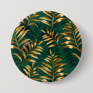 Seamless pattern with golden ferns button