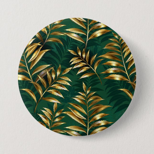 Seamless pattern with golden ferns button (Front)