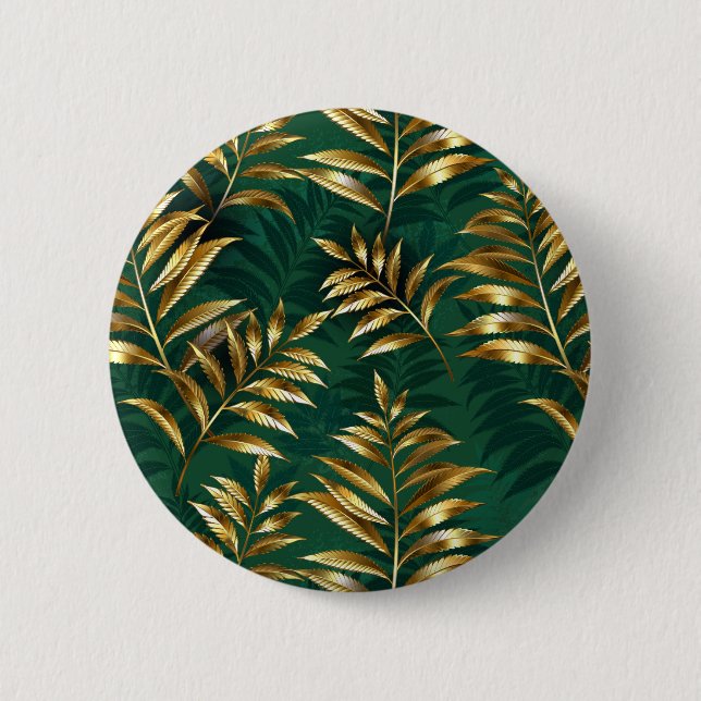Seamless pattern with golden ferns button (Front)