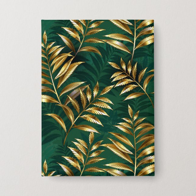 Seamless pattern with golden ferns button (Front)