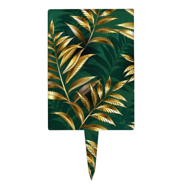 Seamless pattern with golden ferns cake topper (Front)