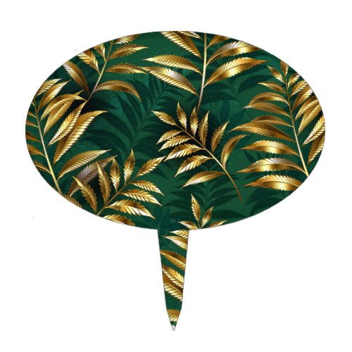 Seamless pattern with golden ferns cake topper