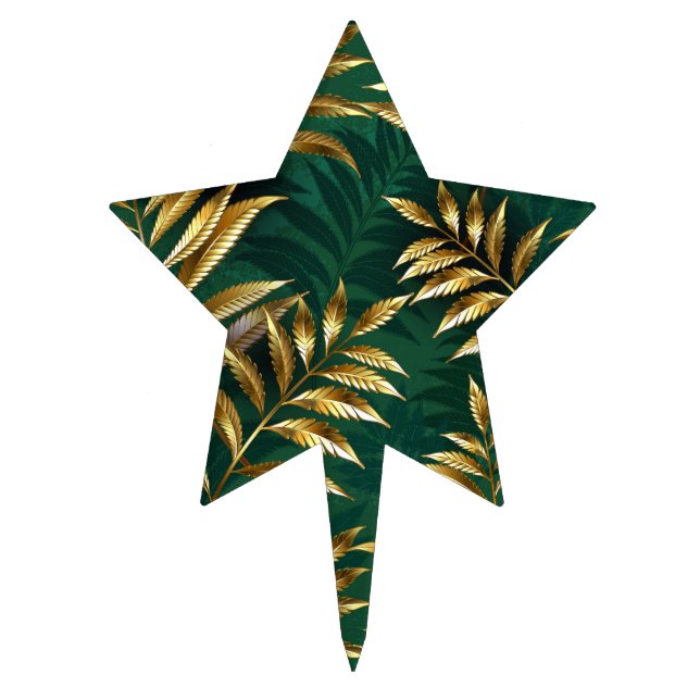 Seamless pattern with golden ferns cake topper (Front)