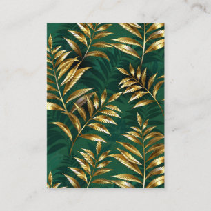 Seamless pattern with golden ferns calling card