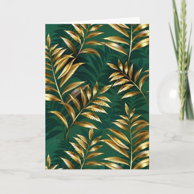 Seamless pattern with golden ferns card (Front)