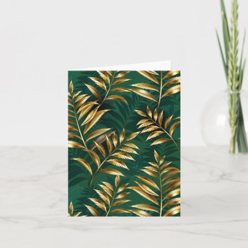 Seamless pattern with golden ferns