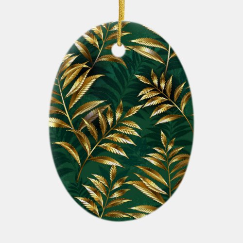 Seamless pattern with golden ferns