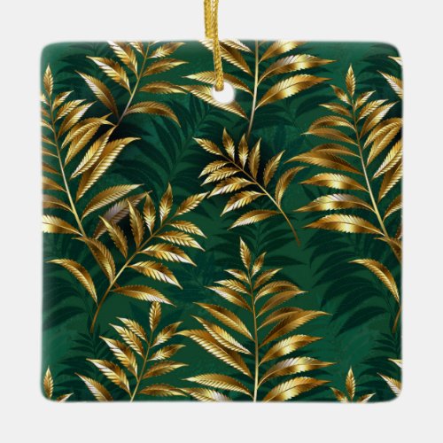 Seamless pattern with golden ferns