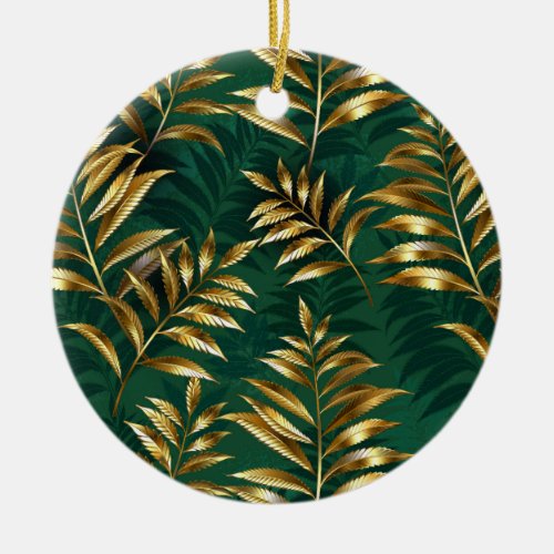 Seamless pattern with golden ferns