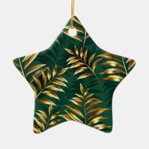 Seamless pattern with golden ferns