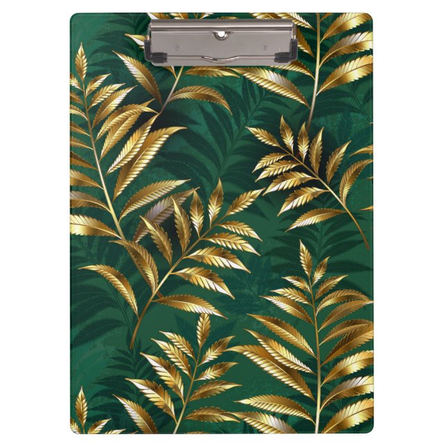 Seamless pattern with golden ferns clipboard (Front)
