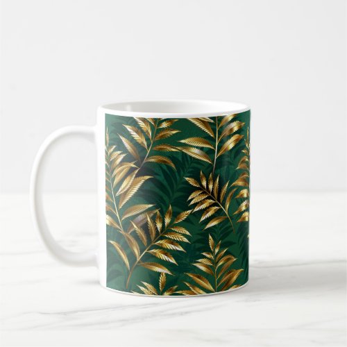 Seamless pattern with golden ferns