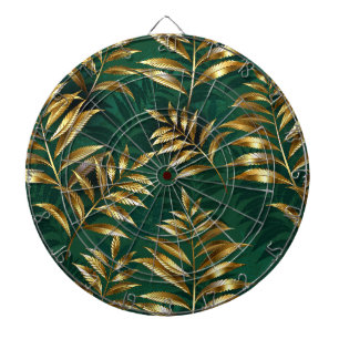 Seamless pattern with golden ferns dart board