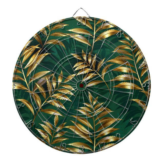 Seamless pattern with golden ferns dart board (Front)