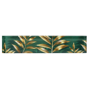 Seamless pattern with golden ferns desk name plate