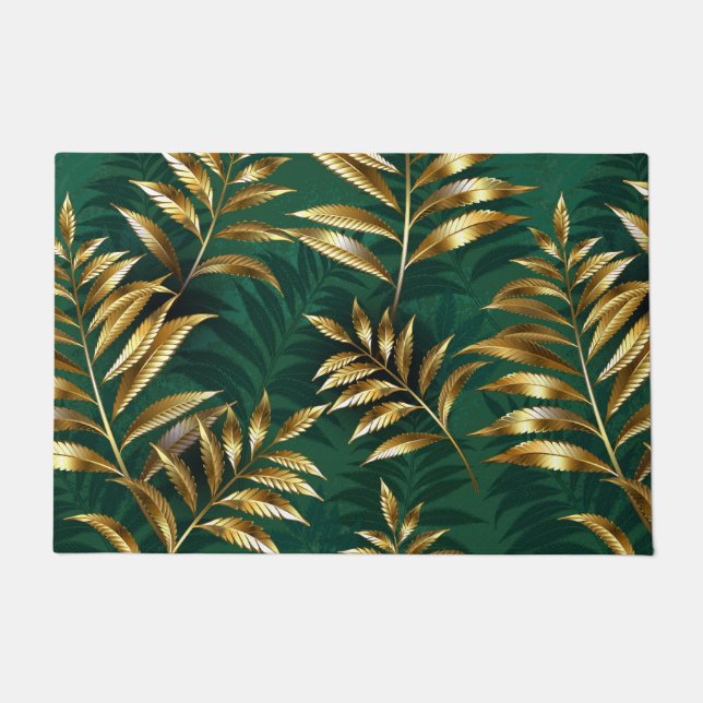 Seamless pattern with golden ferns doormat (Front)