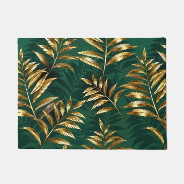 Seamless pattern with golden ferns doormat (Front)