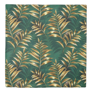 Seamless pattern with golden ferns duvet cover