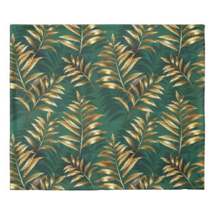 Seamless pattern with golden ferns duvet cover