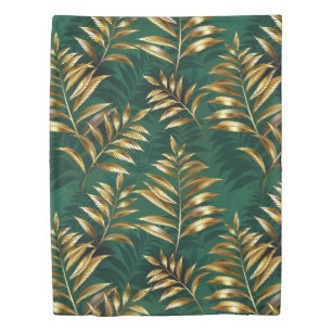 Seamless pattern with golden ferns duvet cover