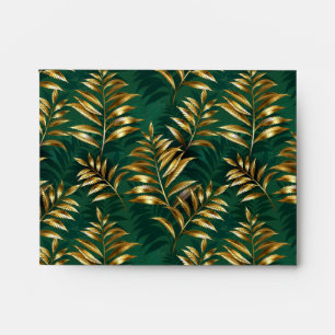 Seamless pattern with golden ferns envelope
