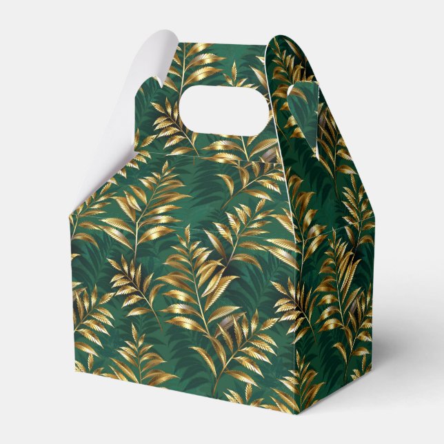Seamless pattern with golden ferns favor boxes (Front Side)