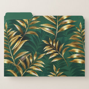 Seamless pattern with golden ferns file folder