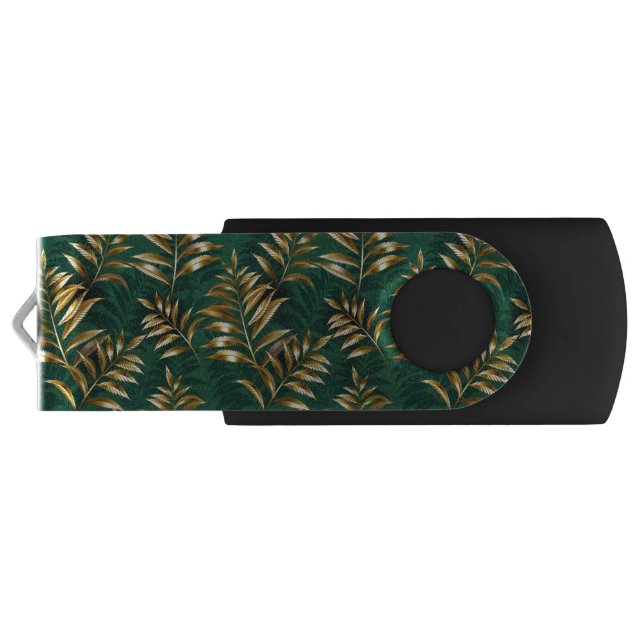 Seamless pattern with golden ferns flash drive (Back)
