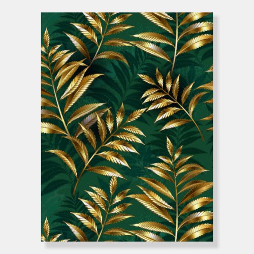 Seamless pattern with golden ferns