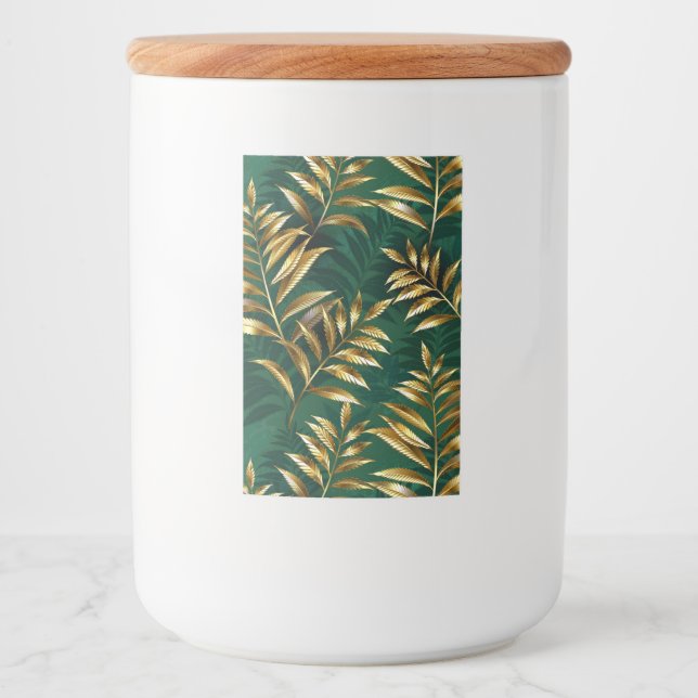 Seamless pattern with golden ferns food label (Front)