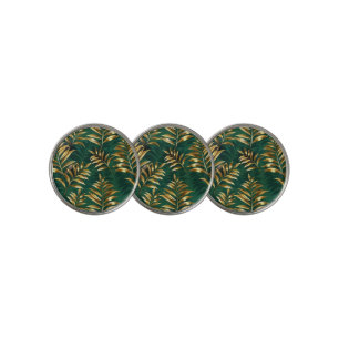Seamless pattern with golden ferns golf ball marker