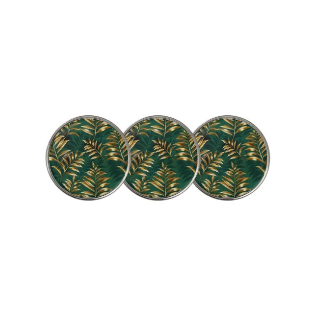 Seamless pattern with golden ferns golf ball marker (3 Up)