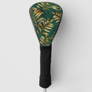 Seamless pattern with golden ferns golf head cover