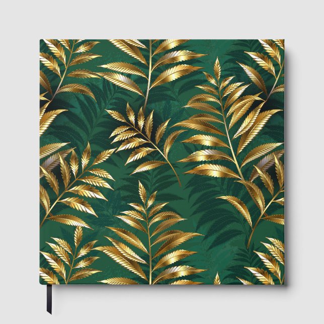 Seamless pattern with golden ferns guest book (Front)